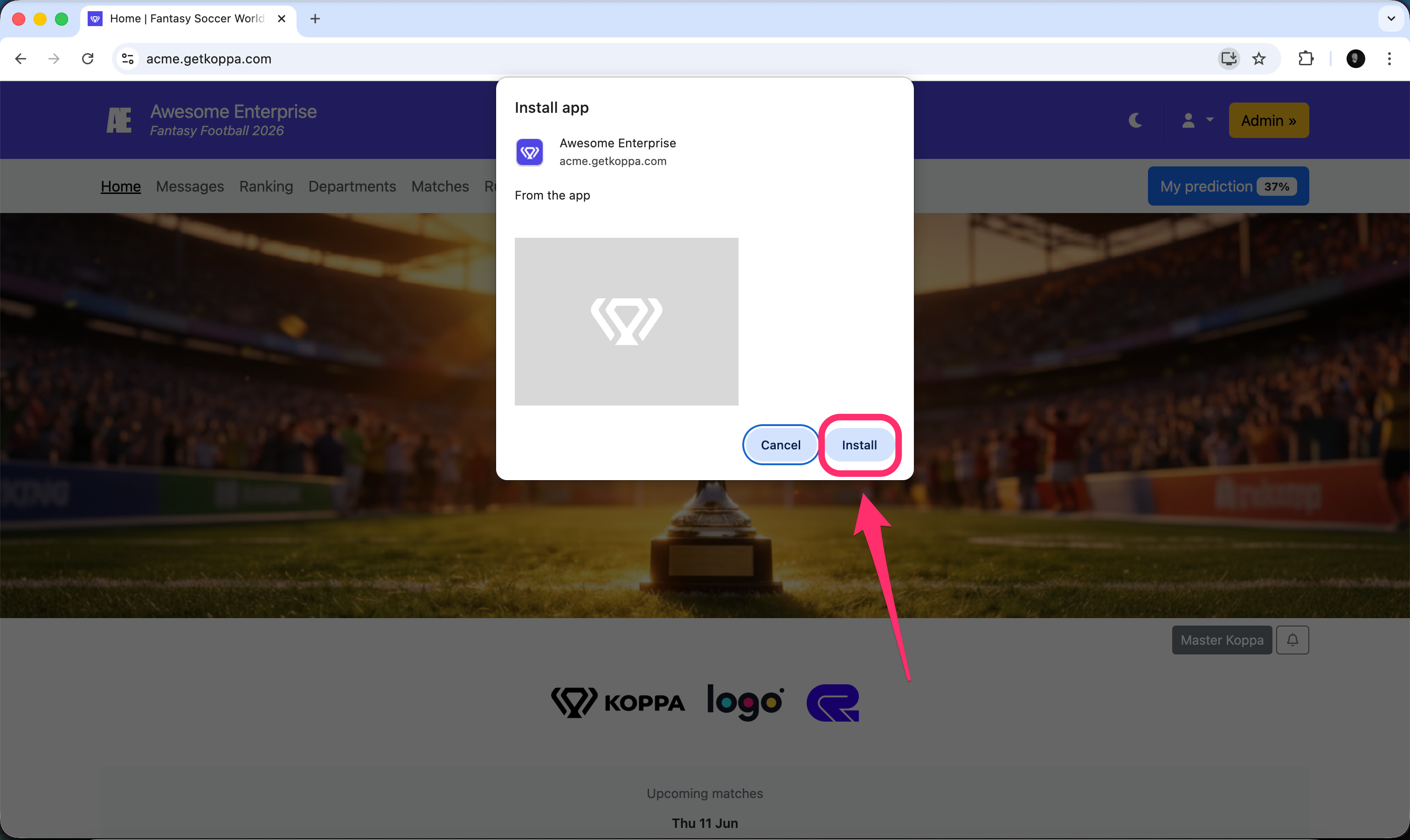 Chrome install confirmation dialog